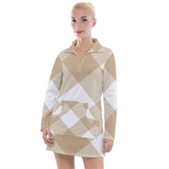 Clean Brown White Plaids Women s Long Sleeve Casual Dress by ConteMonfrey