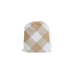 Clean Brown White Plaids Drawstring Pouch (xs) by ConteMonfrey