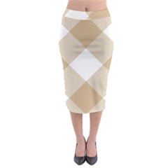 Clean Brown White Plaids Midi Pencil Skirt by ConteMonfrey