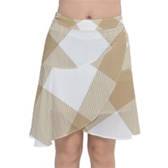 Clean Brown White Plaids Chiffon Wrap Front Skirt by ConteMonfrey