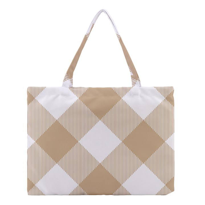 Clean brown white plaids Medium Tote Bag