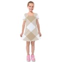 Clean brown white plaids Kids  Short Sleeve Velvet Dress View1