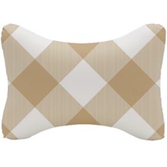 Clean Brown White Plaids Seat Head Rest Cushion by ConteMonfrey