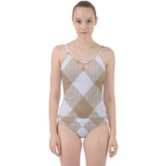 Clean Brown White Plaids Cut Out Top Tankini Set by ConteMonfrey