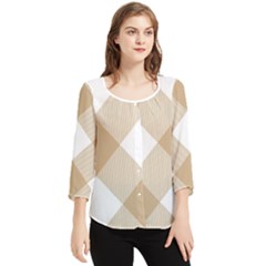 Clean Brown White Plaids Chiffon Quarter Sleeve Blouse by ConteMonfrey