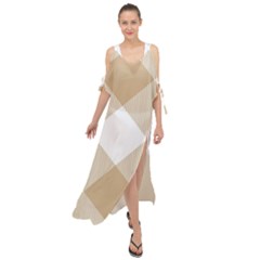 Clean Brown White Plaids Maxi Chiffon Cover Up Dress by ConteMonfrey