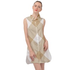 Clean Brown White Plaids Sleeveless Shirt Dress by ConteMonfrey