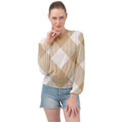 Clean Brown White Plaids Banded Bottom Chiffon Top by ConteMonfrey