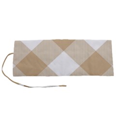 Clean Brown White Plaids Roll Up Canvas Pencil Holder (s) by ConteMonfrey