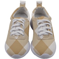 Clean Brown White Plaids Kids Athletic Shoes by ConteMonfrey