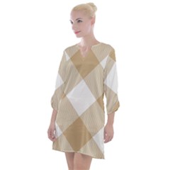 Clean Brown White Plaids Open Neck Shift Dress by ConteMonfrey