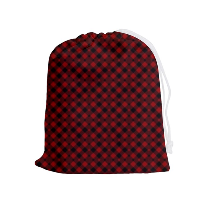 Diagonal Red Plaids Drawstring Pouch (XL)