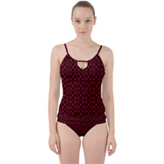 Diagonal Red Plaids Cut Out Top Tankini Set by ConteMonfrey