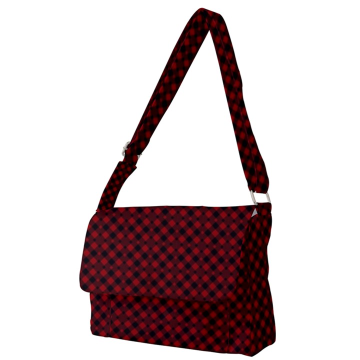 Diagonal Red Plaids Full Print Messenger Bag (L)