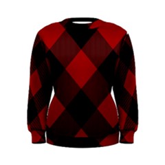 Black And Dark Red Plaids Women s Sweatshirt by ConteMonfrey