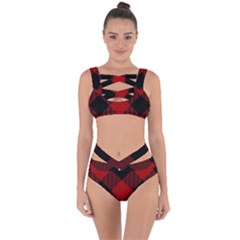 Black And Dark Red Plaids Bandaged Up Bikini Set  by ConteMonfrey