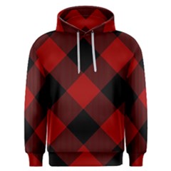 Black And Dark Red Plaids Men s Overhead Hoodie by ConteMonfrey