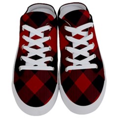 Black And Dark Red Plaids Half Slippers by ConteMonfrey