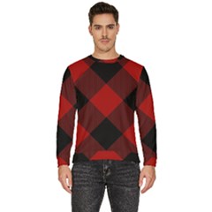 Black And Dark Red Plaids Men s Fleece Sweatshirt by ConteMonfrey