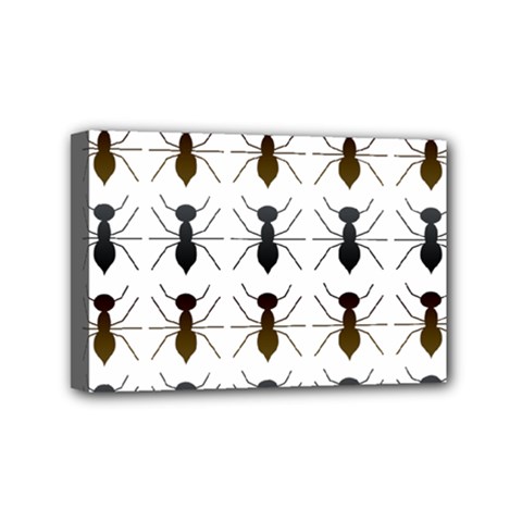 Ants Insect Pattern Cartoon Ant Animal Mini Canvas 6  X 4  (stretched) by Ravend