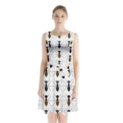 Ants Insect Pattern Cartoon Ant Animal Sleeveless Waist Tie Chiffon Dress by Ravend