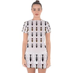 Ants Insect Pattern Cartoon Ant Animal Drop Hem Mini Chiffon Dress by Ravend