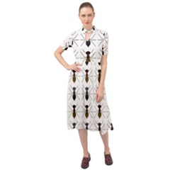 Ants Insect Pattern Cartoon Ant Animal Keyhole Neckline Chiffon Dress by Ravend