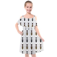 Ants Insect Pattern Cartoon Ant Animal Kids  Cut Out Shoulders Chiffon Dress by Ravend