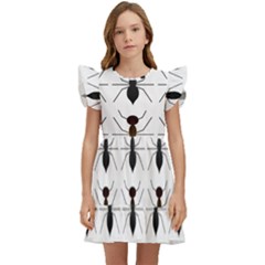 Ants Insect Pattern Cartoon Ant Animal Kids  Winged Sleeve Dress by Ravend