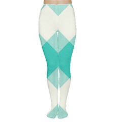 Blue Turquoise Diagonal Plaids Tights by ConteMonfrey