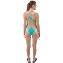 Blue turquoise diagonal plaids Cut-Out Back One Piece Swimsuit View2