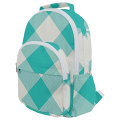 Blue Turquoise Diagonal Plaids Rounded Multi Pocket Backpack by ConteMonfrey