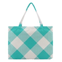 Blue Turquoise Diagonal Plaids Medium Tote Bag by ConteMonfrey