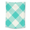 Blue turquoise diagonal plaids Medium Tapestry View1