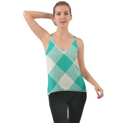 Blue Turquoise Diagonal Plaids Chiffon Cami by ConteMonfrey