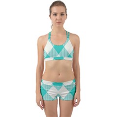 Blue Turquoise Diagonal Plaids Back Web Gym Set by ConteMonfrey