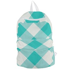 Blue Turquoise Diagonal Plaids Foldable Lightweight Backpack by ConteMonfrey