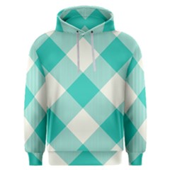 Blue Turquoise Diagonal Plaids Men s Overhead Hoodie by ConteMonfrey