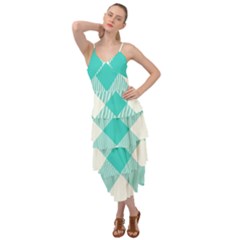 Blue Turquoise Diagonal Plaids Layered Bottom Dress by ConteMonfrey