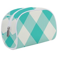 Blue Turquoise Diagonal Plaids Make Up Case (medium) by ConteMonfrey