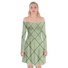 Discreet Green Plaids Off Shoulder Skater Dress by ConteMonfrey