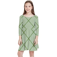 Discreet Green Plaids Kids  Quarter Sleeve Skater Dress by ConteMonfrey