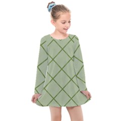 Discreet Green Plaids Kids  Long Sleeve Dress by ConteMonfrey