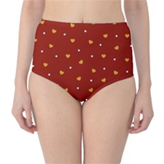 Red Yellow Love Heart Valentine Classic High-waist Bikini Bottoms by Ravend