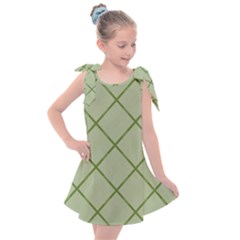 Discreet Green Plaids Kids  Tie Up Tunic Dress by ConteMonfrey