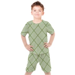 Discreet Green Plaids Kids  Tee And Shorts Set by ConteMonfrey