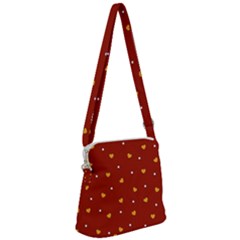 Red Yellow Love Heart Valentine Zipper Messenger Bag by Ravend