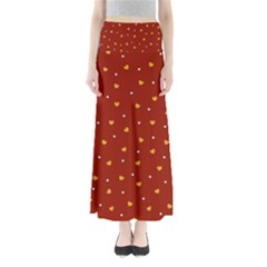 Red Yellow Love Heart Valentine Full Length Maxi Skirt by Ravend