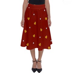 Red Yellow Love Heart Valentine Perfect Length Midi Skirt by Ravend