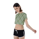 Discreet Green Plaids Tie Back Short Sleeve Crop Tee View2